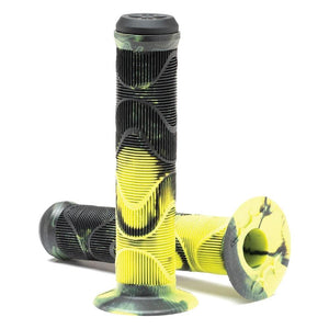 Duo Van Homan Grips BMX Grips Duo Black With Yellow Swirl 